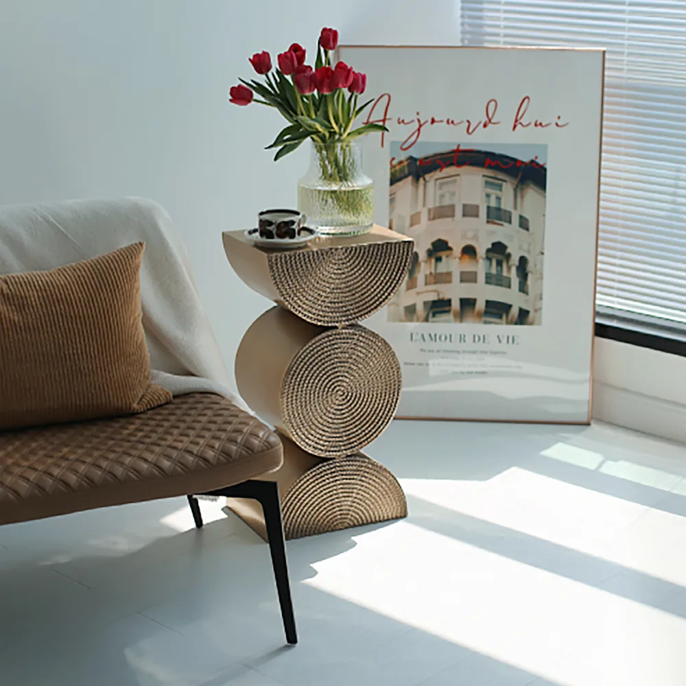 Modern Side Tables Creative Gold Metal Small End Table Unique Shape Bedside Table — image 5