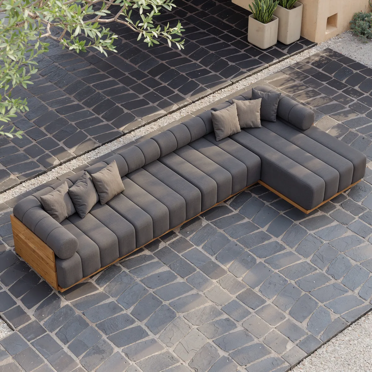 Resaro Outdoor 4-Piece Teak Modular Sectional Set — image 2