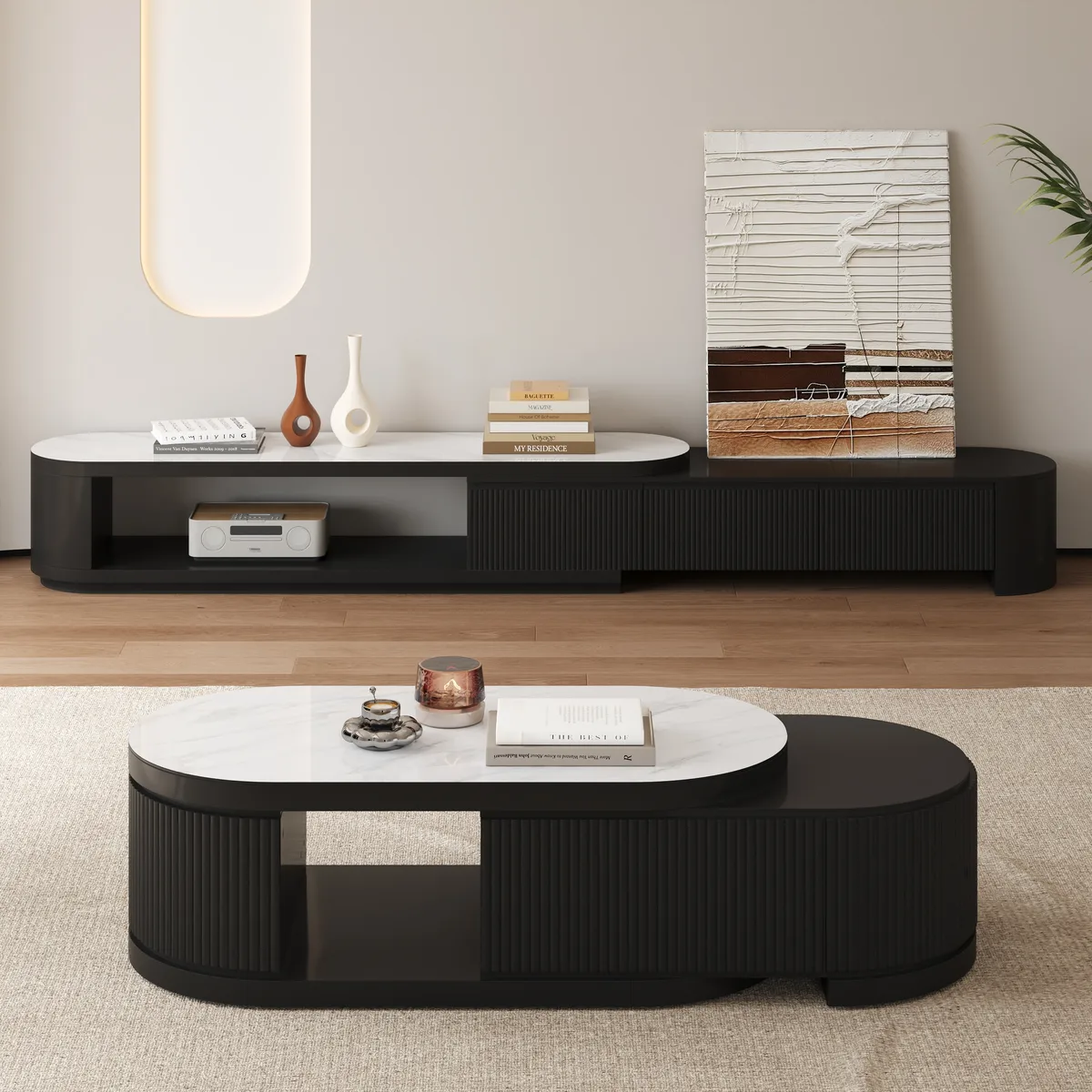 Velar 47"-67" Extendable Coffee Table with Sintered Stone Top and Storage — image 16