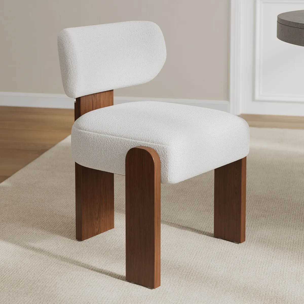 Mid-Century Wood Dining Chairs Curved Backrest Armless Design Modern — image 3