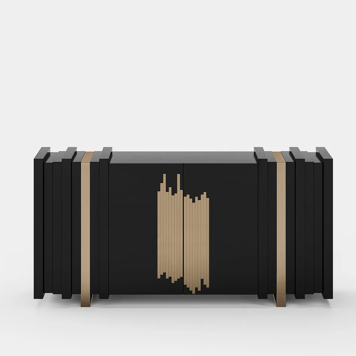 Aurea 63" Light Luxury Sideboard Black Rectangular Buffet with 2 Doors 2 Shelves — image 8