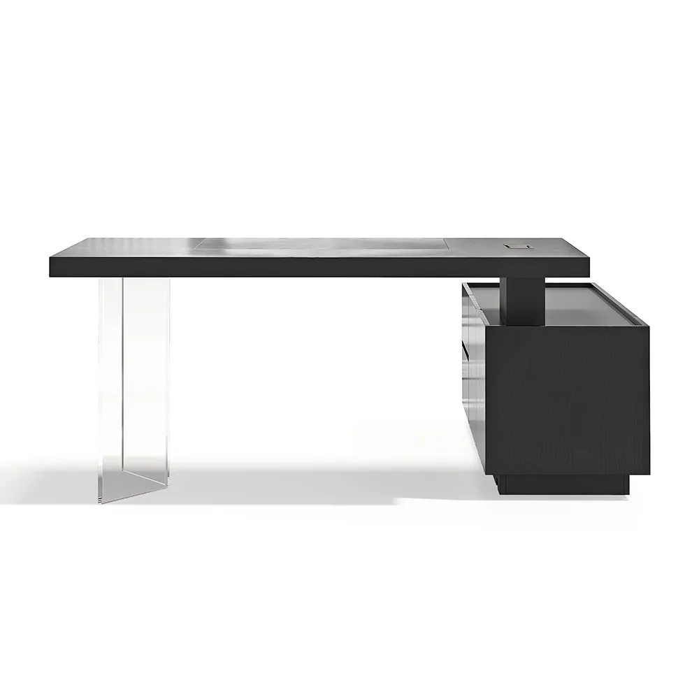 Modern 72" L-Shape Whitewash Standing Executive Desk with lifter Desktop Left Hand — image 10
