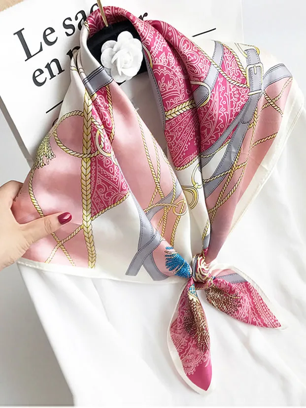 100% Mulberry Silk Printed Square Shawl Scarf 88*88cm — image 10