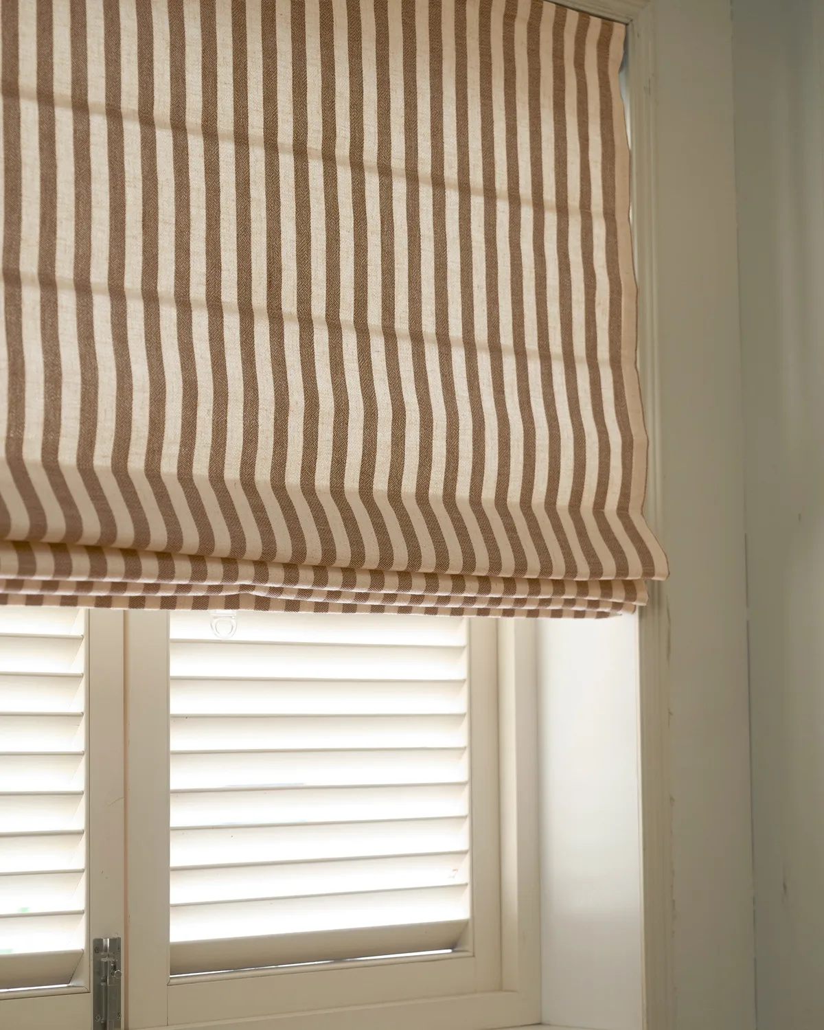 Milano Flat Fold Linen Blend Striped Cordless Custom Roman Shade — image 5