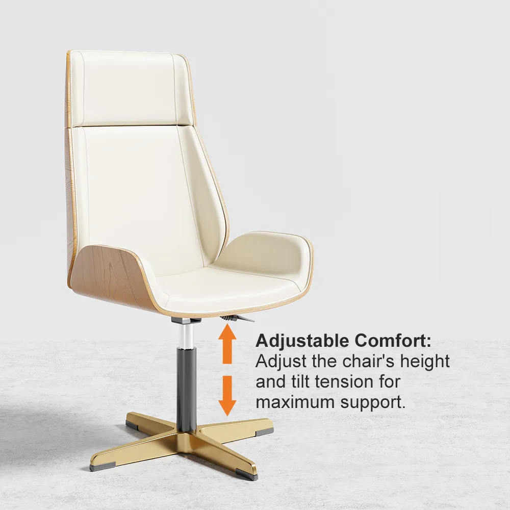 Matte Black Curved Wooden Office Desk & Adjustable Swivel Executive Chair — image 29
