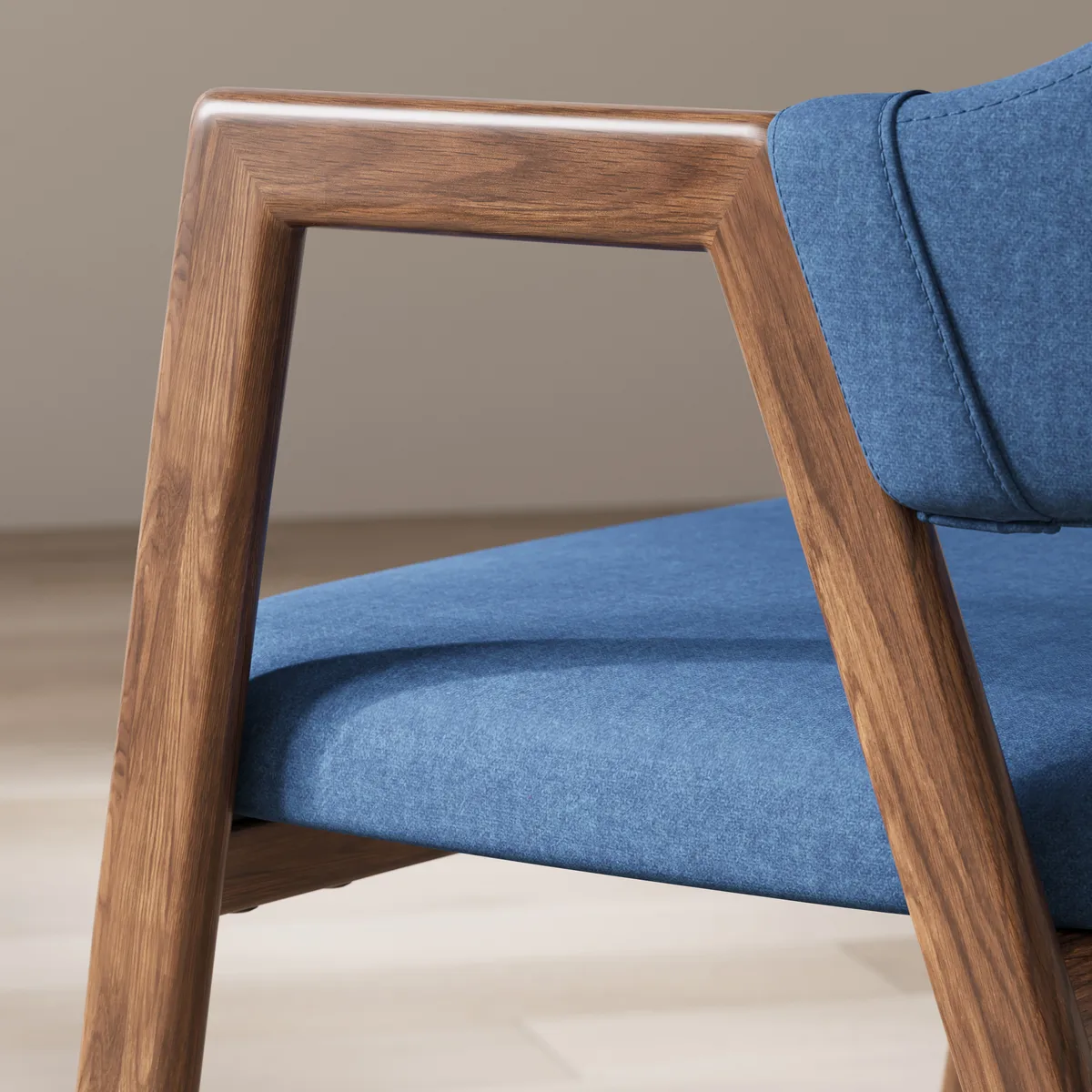 Blue Linen Upholstered 4-Piece Dining Chair Curved Back Chair — image 7