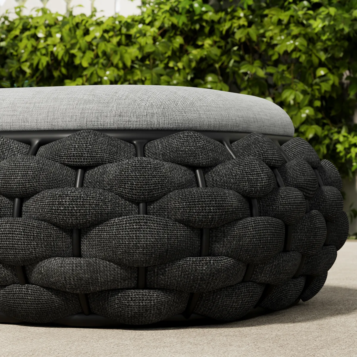 Cocaro Outdoor Storage Ottoman with Woven Rope in Light — image 9