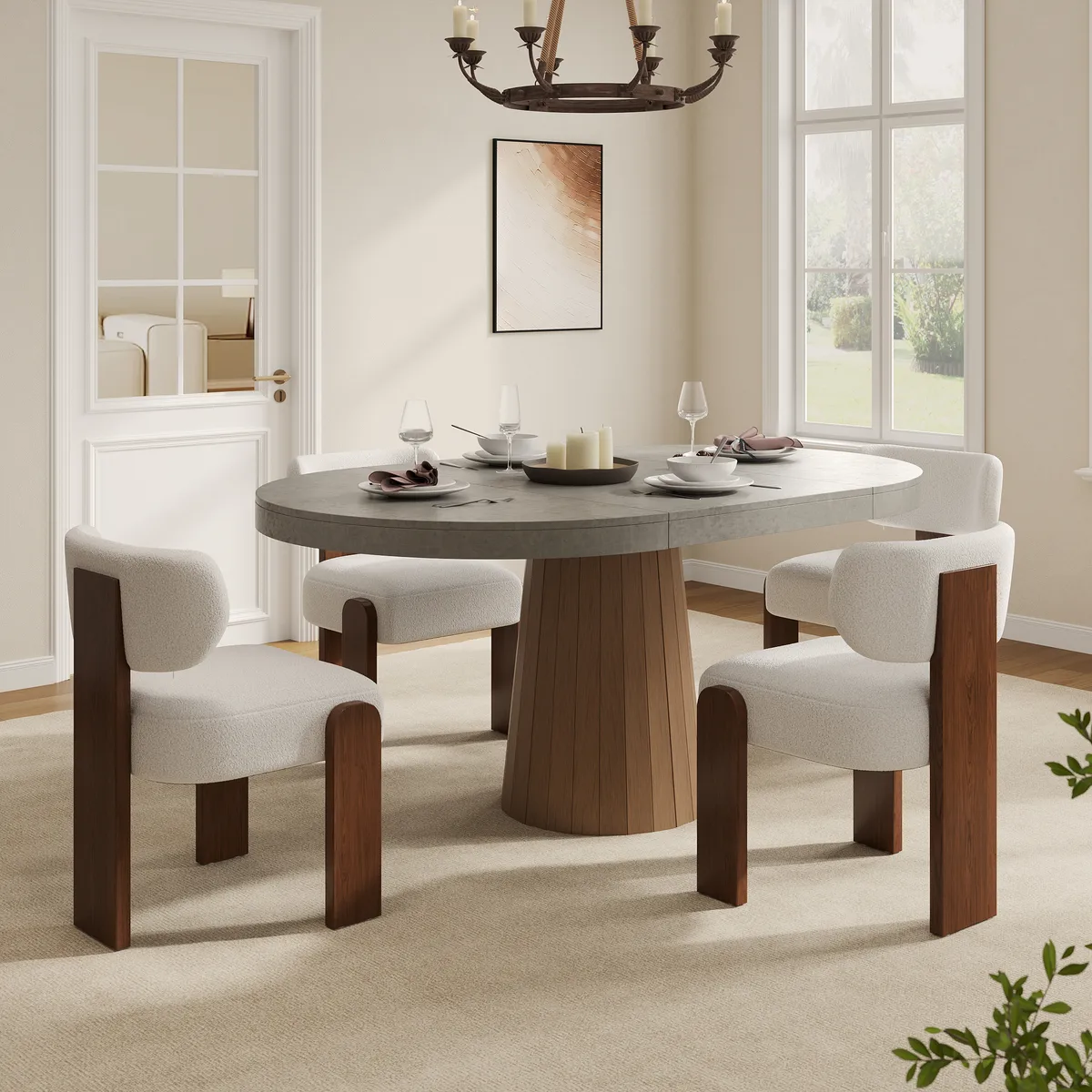 Mid-Century Wood Dining Chairs Curved Backrest Armless Design Modern — image 5