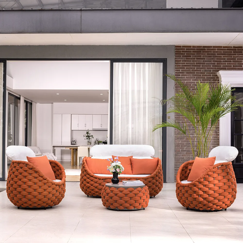 Cocaro 8-Piece Outdoor Rope Weave Sofa Set with Black Cover — image 14