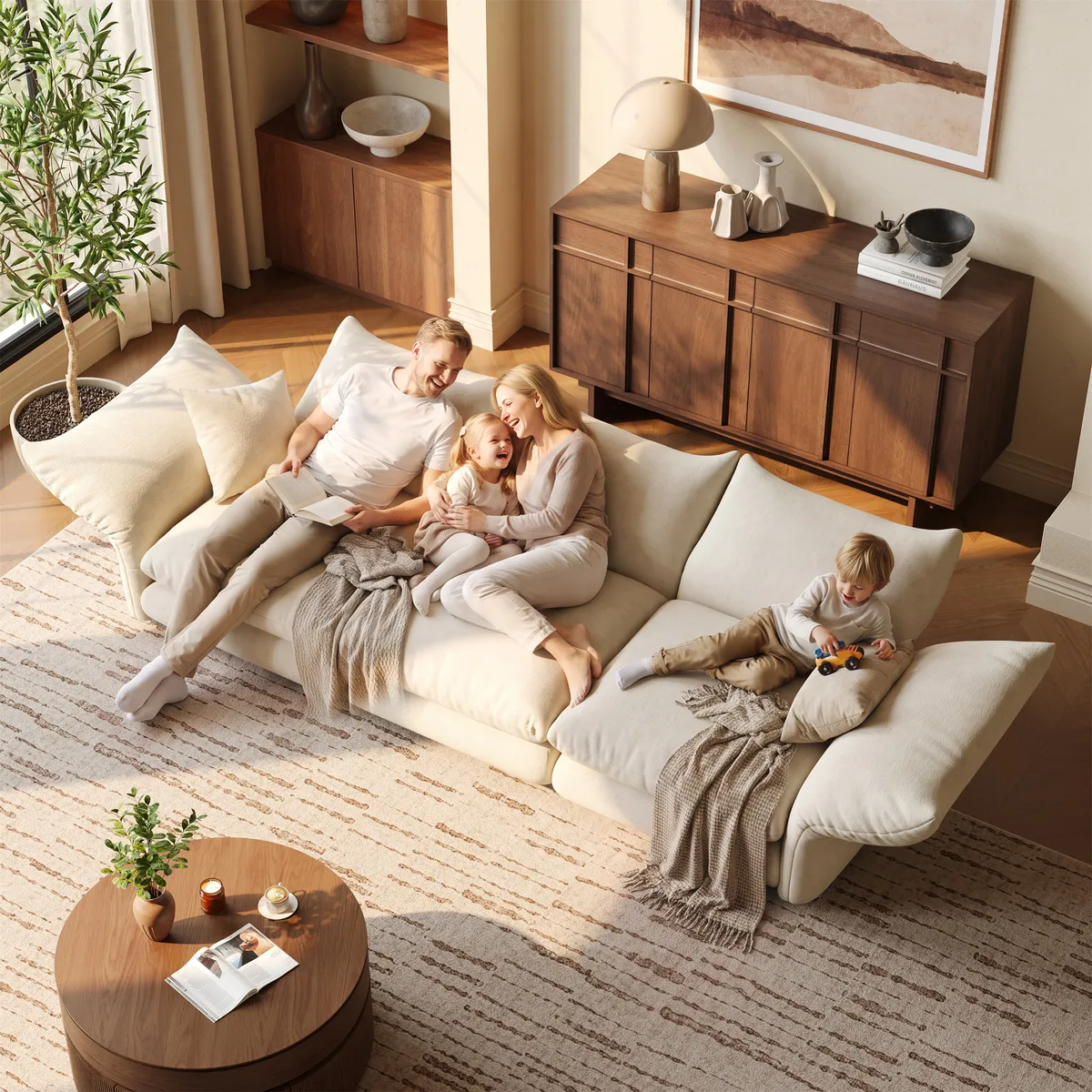 111" 3-Piece Chenille Sectional Sofa with Adjustable Armrests & Backrest — image 3