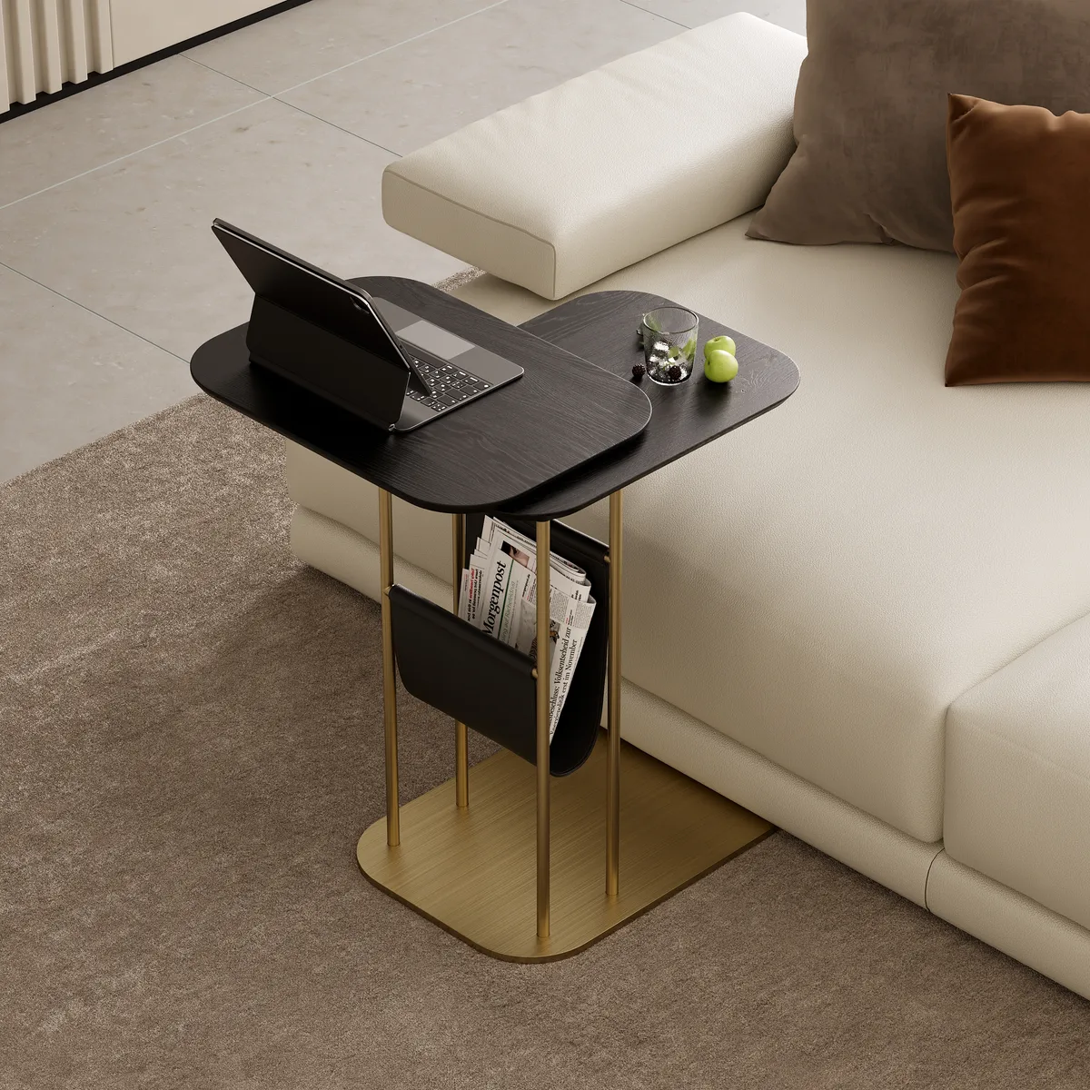 Modern Small C Shaped Rotating Side Table — image 2