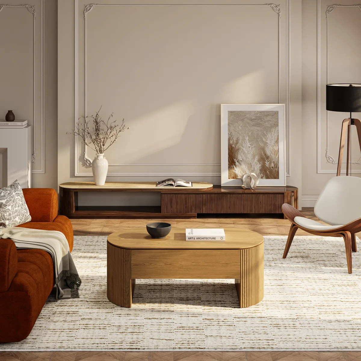 47" Oval Lift Top Mid-Century Modern Coffee Table — image 17