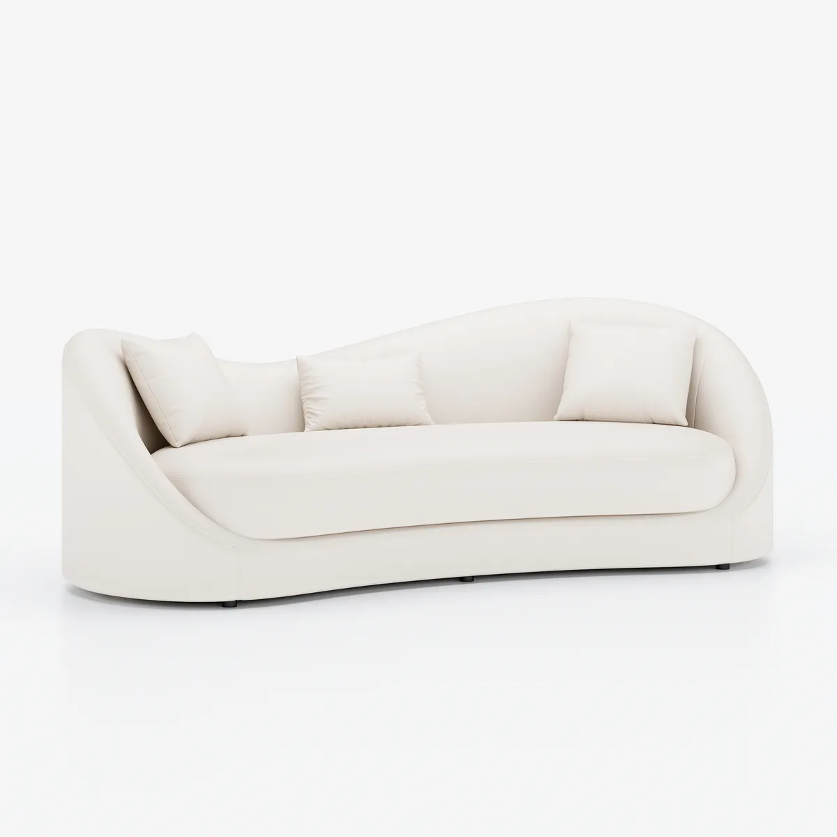 84" Performance Leather Curved Upholstered Sofa with Pillows — image 9