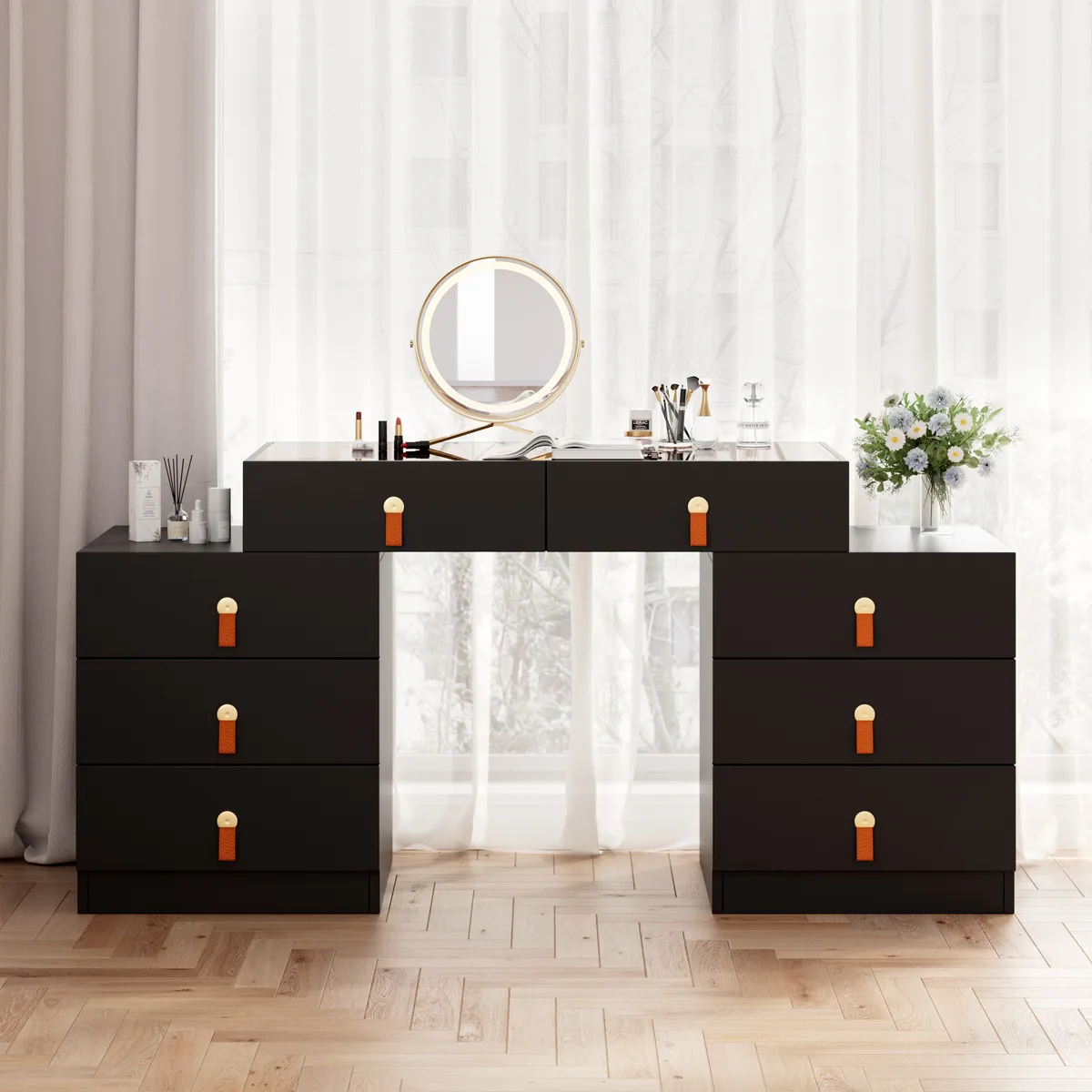 Extendable Makeup Vanity with Jewelry Storage Retractable — image 17