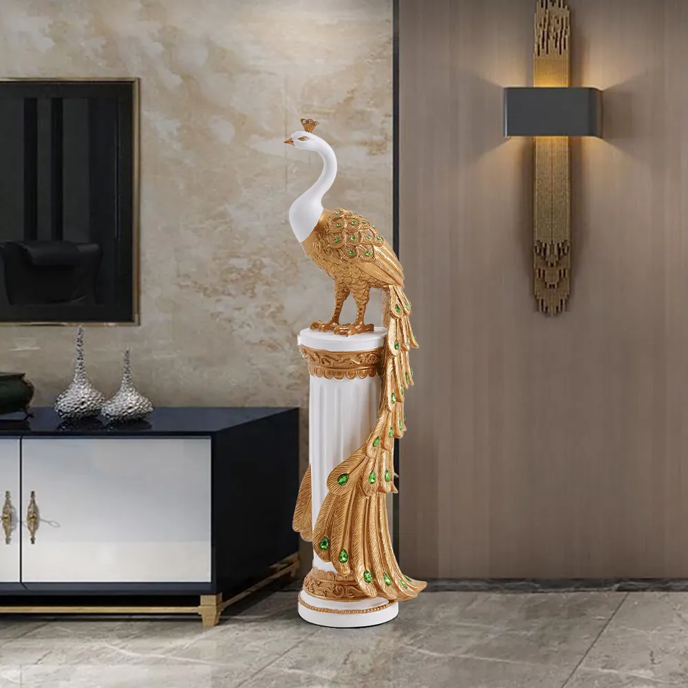 27.6" Large Glam Peacock Floor Sculpture Decor Art Living Room Bedroom — image 11
