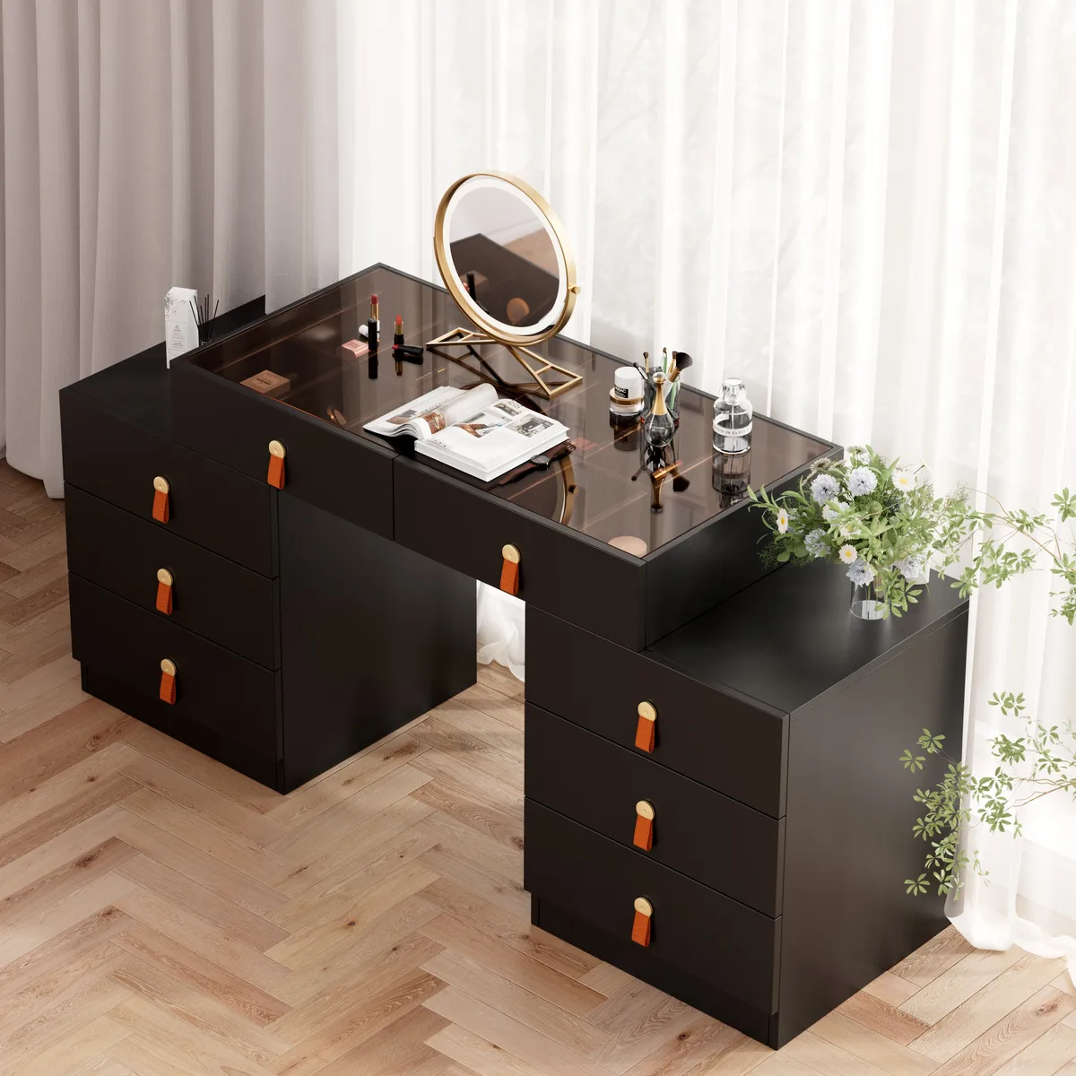 Extendable Makeup Vanity with Jewelry Storage Retractable — image 12