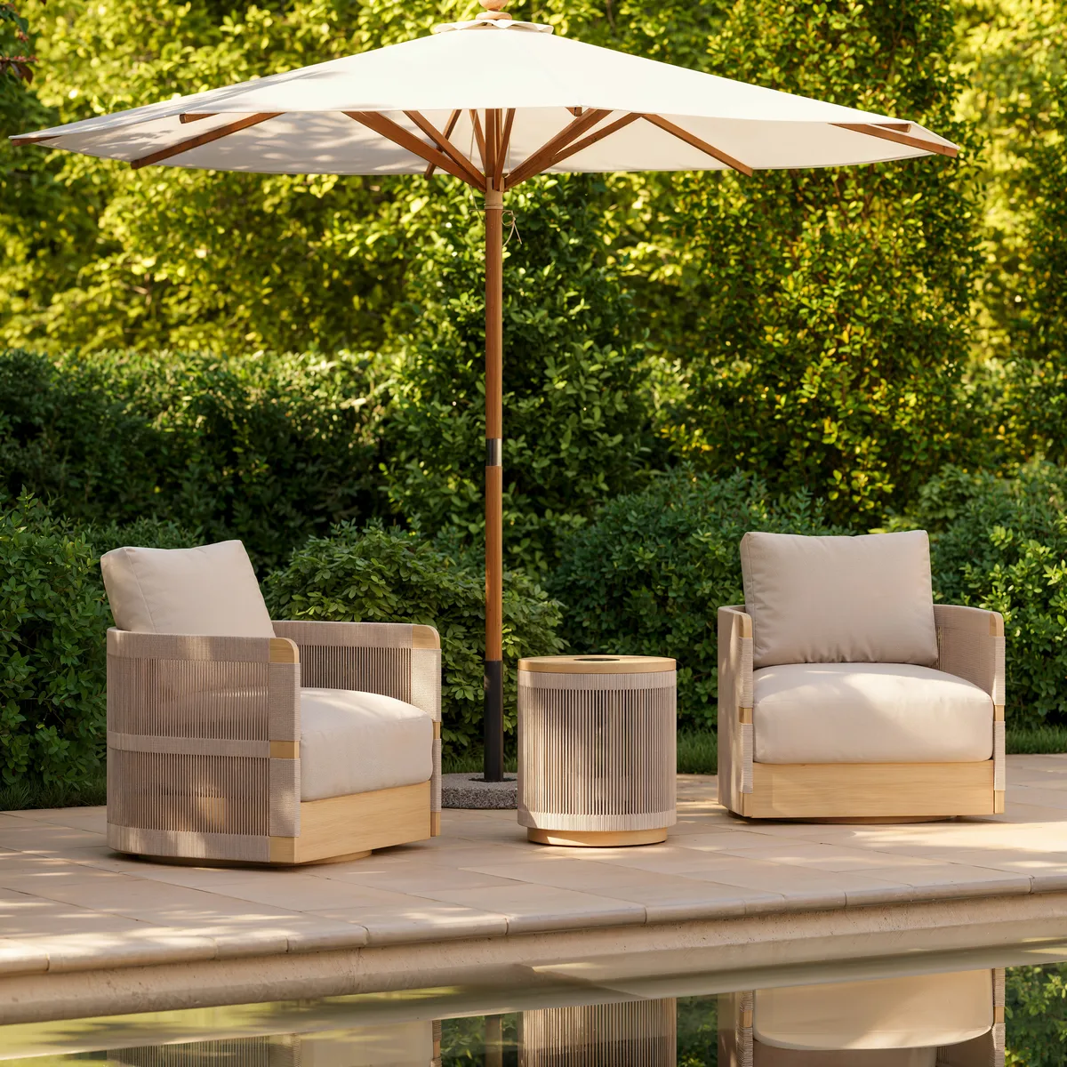 Costra Outdoor Handwoven Rope & Aluminum Storage Side Table with LED — image 5