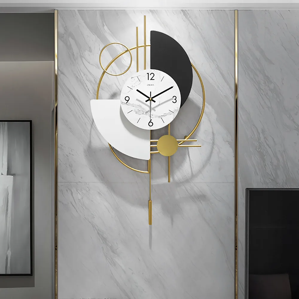 30" Modern Metal Wall Clock with Dimmable LED Light and Remote Control