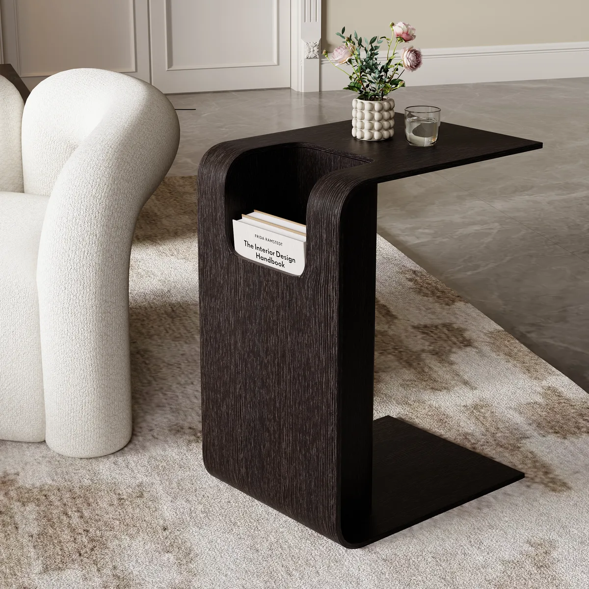 Oak Wood C-Style End Table — image 11