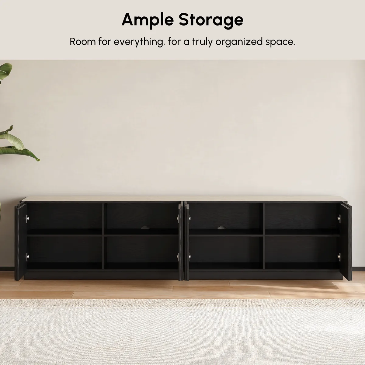 Aura 83" Ash Wood Fluted Smoked Brown TV Stand with Sintered Stone Top — image 18