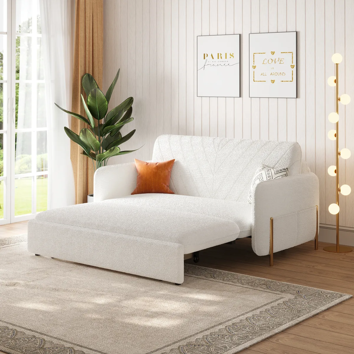 68" Full 2-Seater Boucle Convertible Sleeper Sofa — image 3