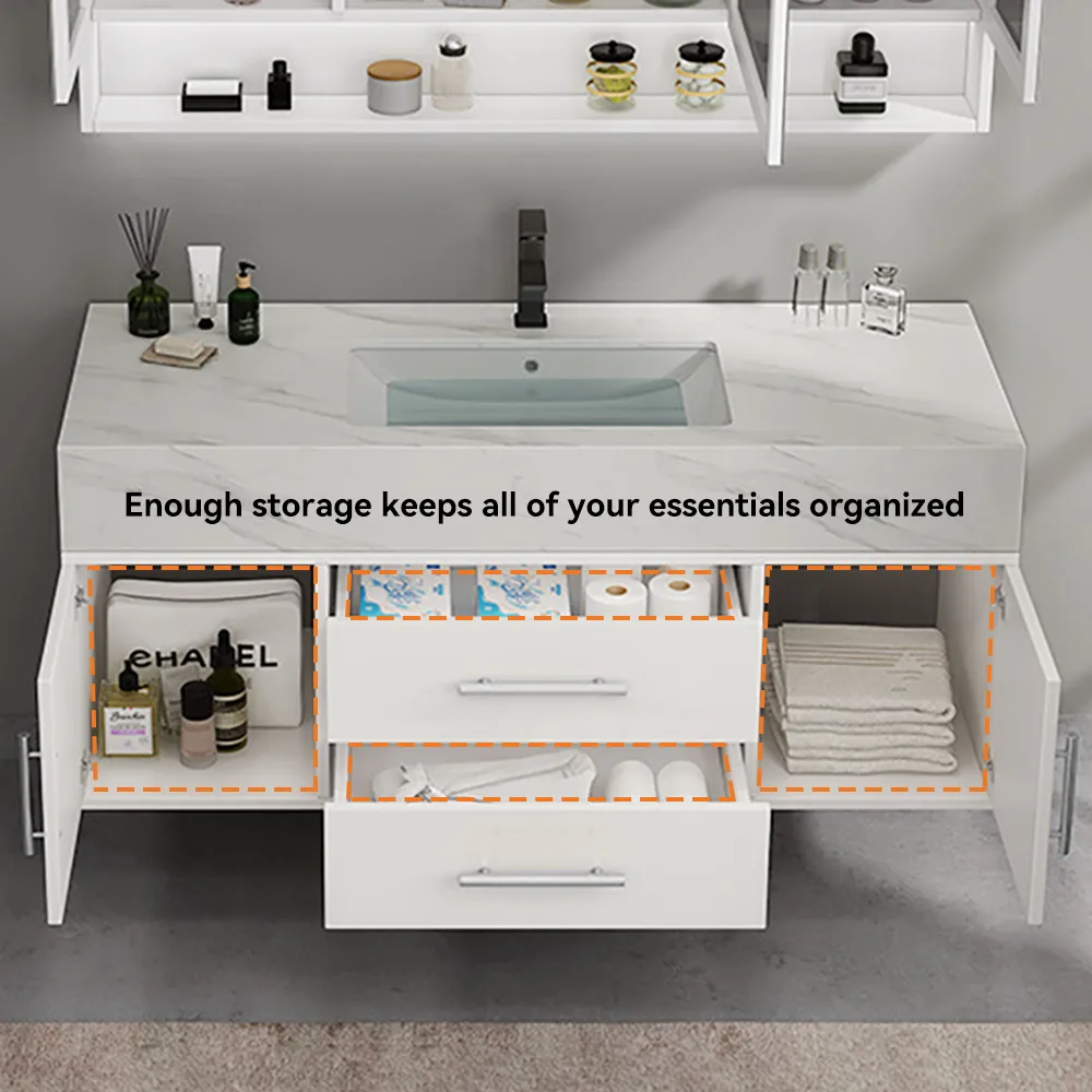 39.3" Walnut Bathroom Vanity & LED Medicine Cabinet Set — image 27