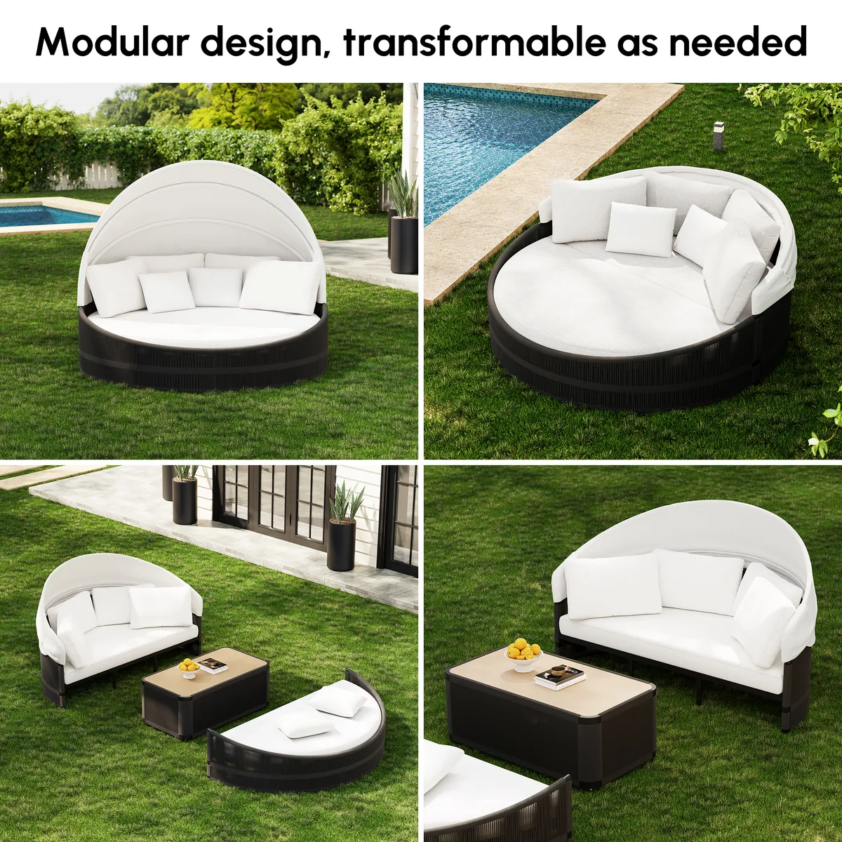 Costra Weatherproof Round Patio Daybed with Adjustable Canopy — image 6