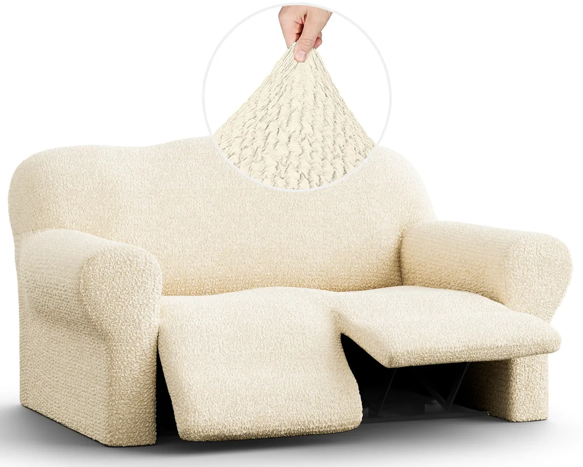 Recliner Loveseat Slipcover - 1-Piece Furniture Protector - Form Fit, Machine Washable - CottonRich Collection