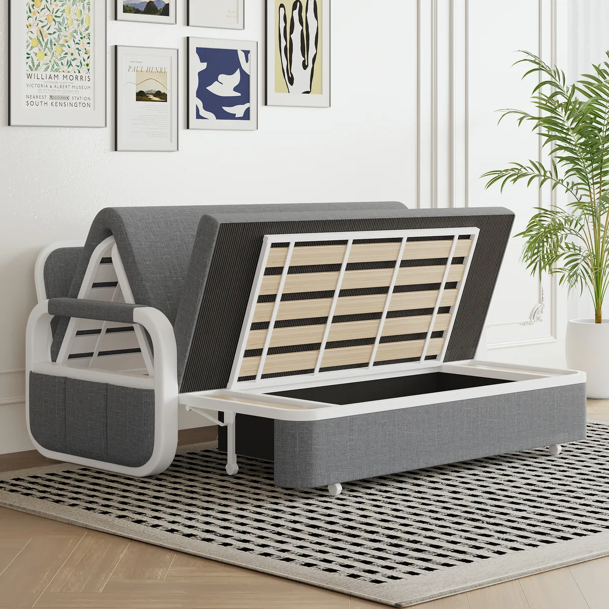 Deep Gray Queen Size Daybed with Storage & Trundle — image 12