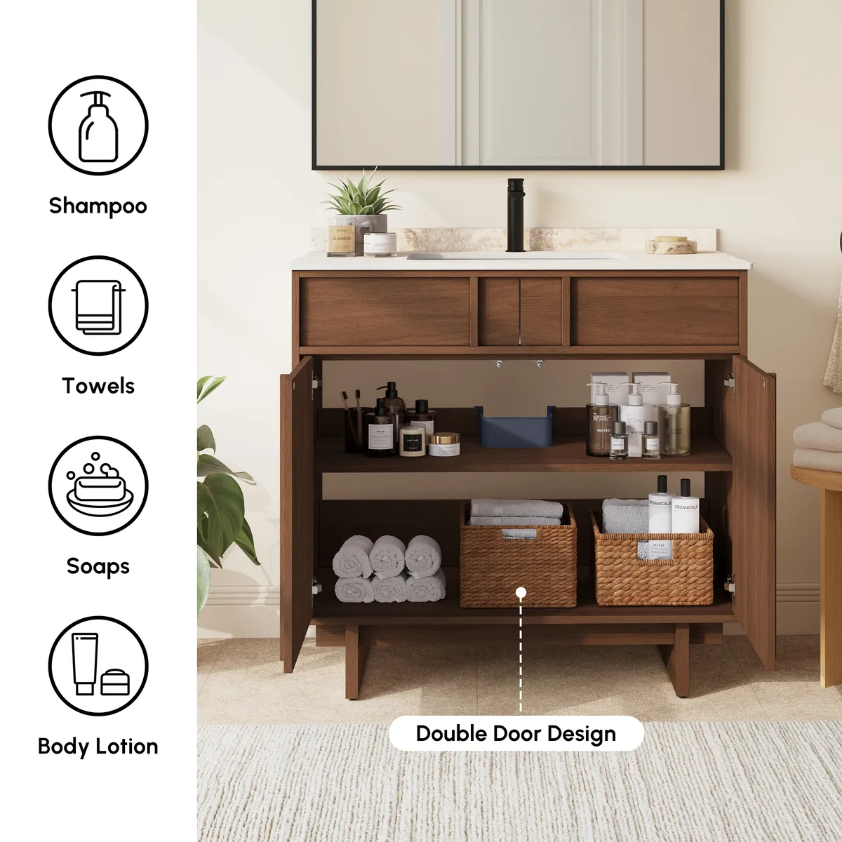 Panvyr 36" Mid-Century Bathroom Vanity with Sink & Sintered Stone Top Modern — image 8
