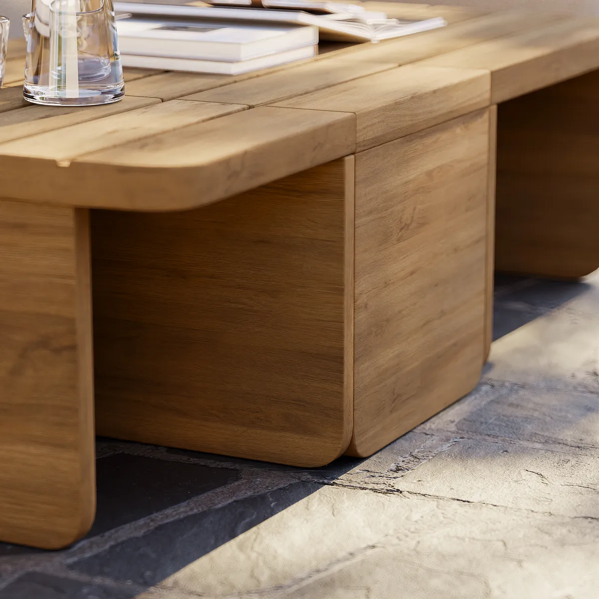 Resaro Modular Teak Wood Patio Coffee Table for Outdoor & Indoor in Natural (15.75" High) — image 7