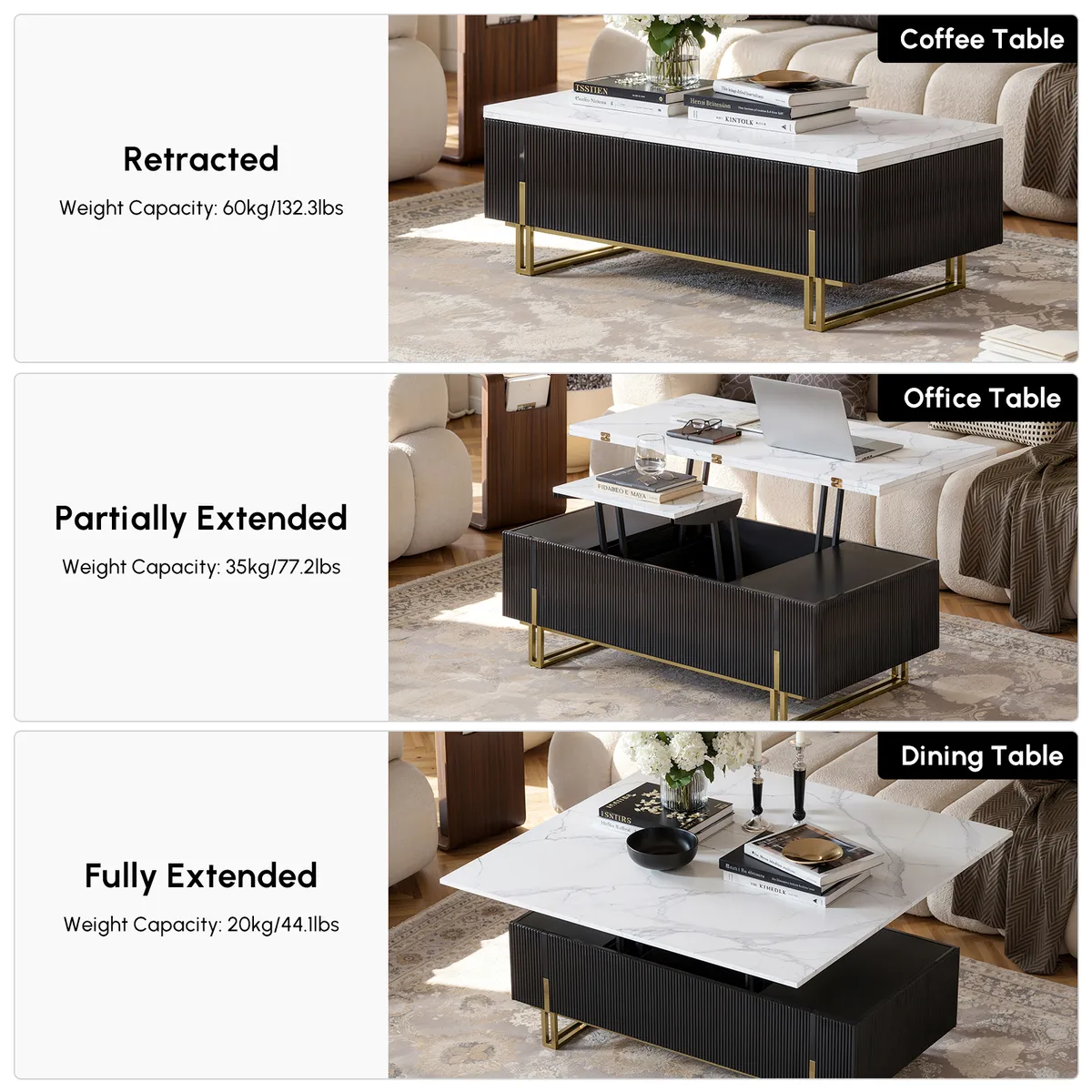 47.2" Fluted Lift-Top Coffee Table with 2 Drawers — image 17