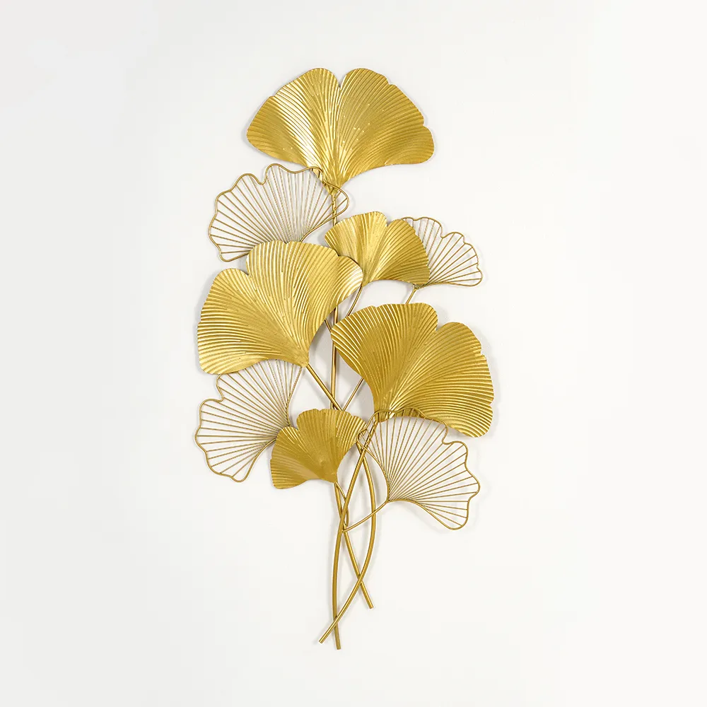 Modern Metal Ginkgo Leaves Wall Decor Home Hanging Art — image 9