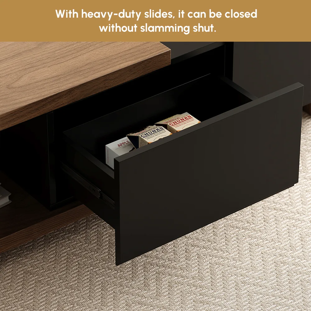 Quoint 68.9" Modern White Coffee Table Retracted & Extendable with 2-Drawer — image 10