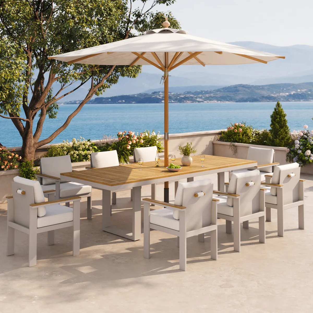 Tevara Outdoor Extendable Teak & Aluminum Dining Table — image 15