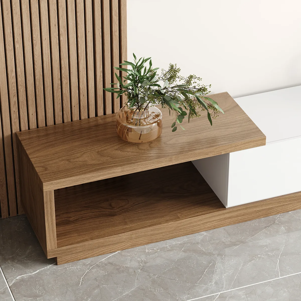 Living Room Cabinet Set Extendable TV Stand & Retracted Coffee Table Set — image 8