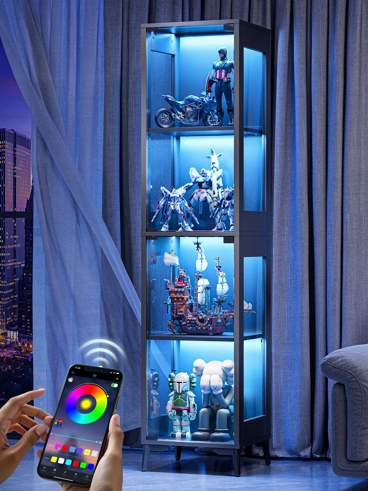 Glass Display Cabinet 15.75in*13.78in*66.73in — image 6