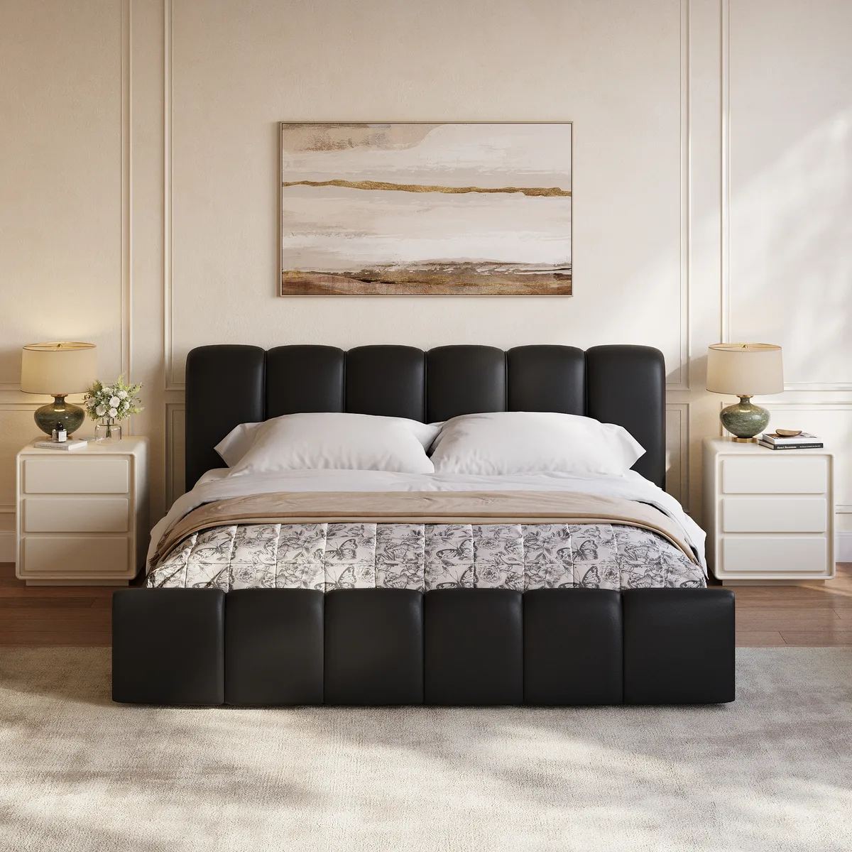 Humply Queen Faux Leather Storage Bed with Drawers — image 3