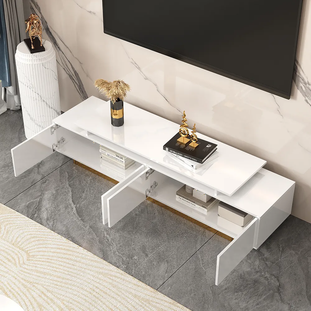 Mordel Natural Modern Rectangle Glossy Extendable TV Stand Storage for 65 to 85" TV — image 27