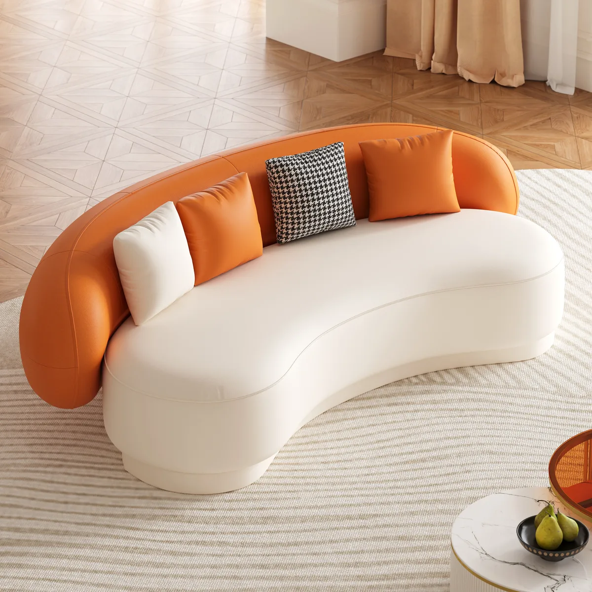 Modern Leather Upholstered Sofa 3-Seater Sofa — image 6