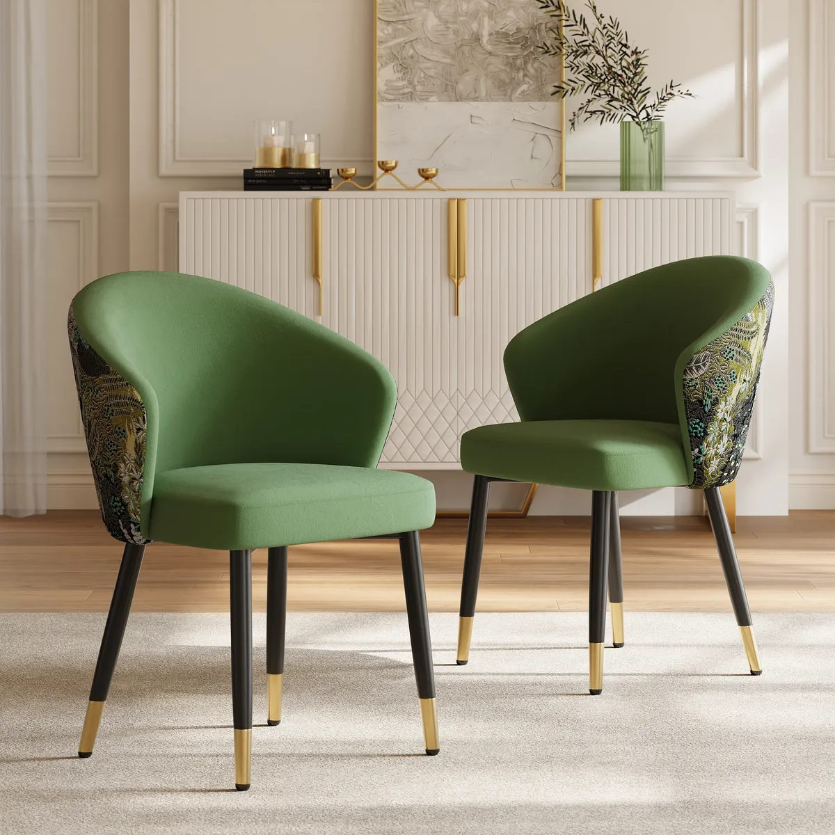 Modern Velvet Dining Chairs Upholstered Blue Dining Room Chairs with Arm — image 6
