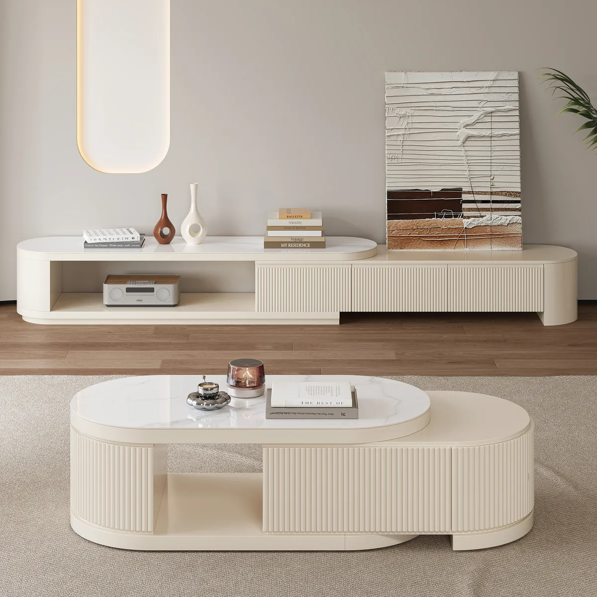 Velar 71" Extendable TV Stand & Coffee Table Set