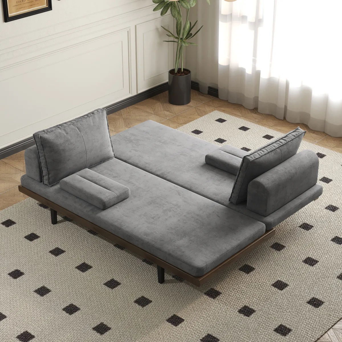 Full Size Daybed Futon Bed Cotton & Linen Convertible Sofa Bed — image 16