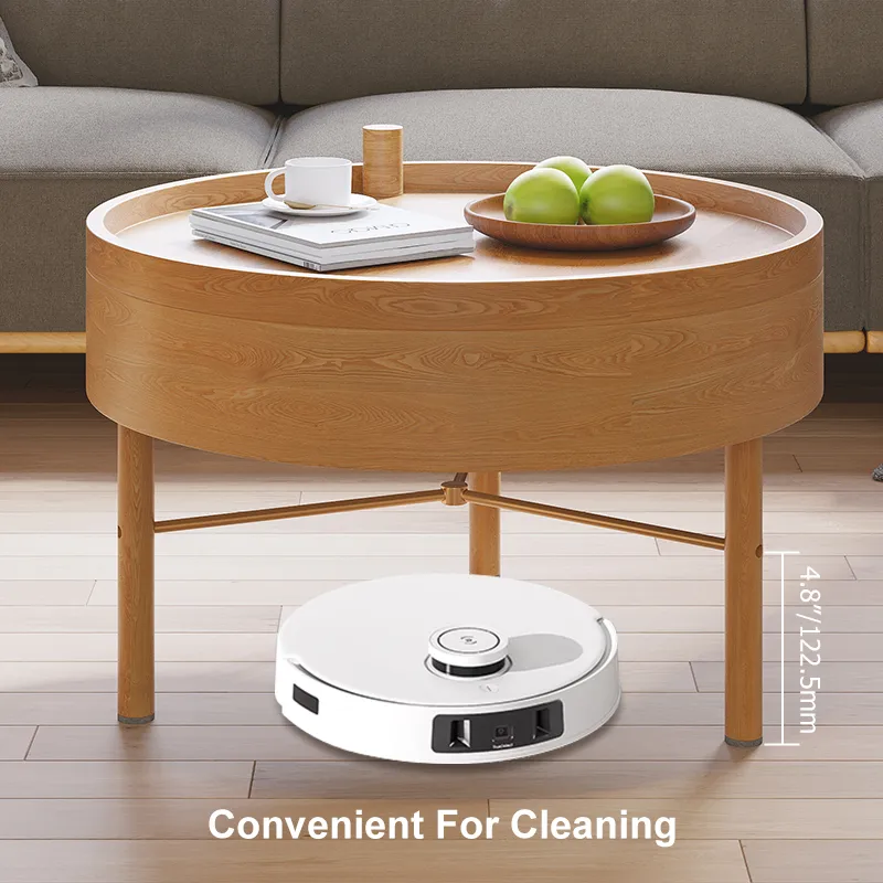 24" Round Rotating Tray Coffee Table with Storage & Metal Legs — image 8