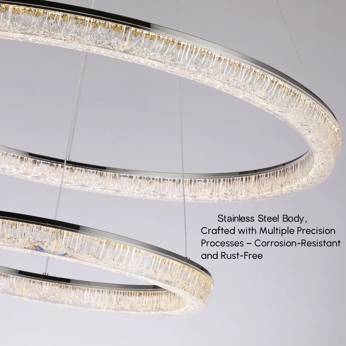 Modern Double Ring LED Chandelier – 31.5", Adjustable Suspension, 3-Color Dimmable — image 8
