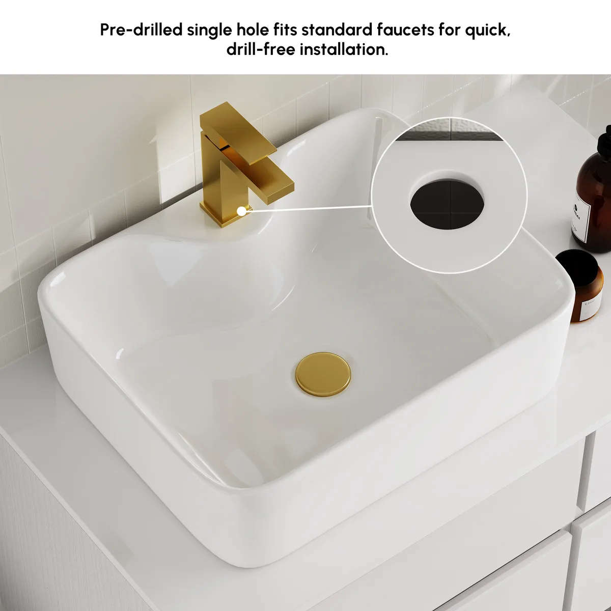 31.5" Walnut Floating Bathroom Vanity Left Offset Ceramic Vessel Sink — image 20