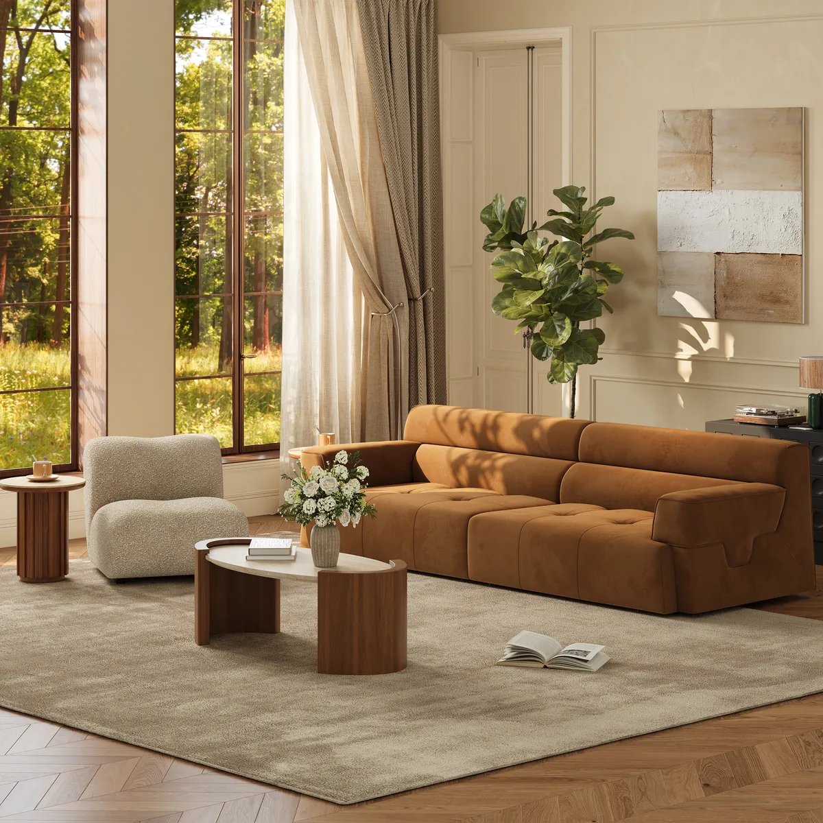 121" Performance Velvet Power Convertible Sleeper Sofa — image 5