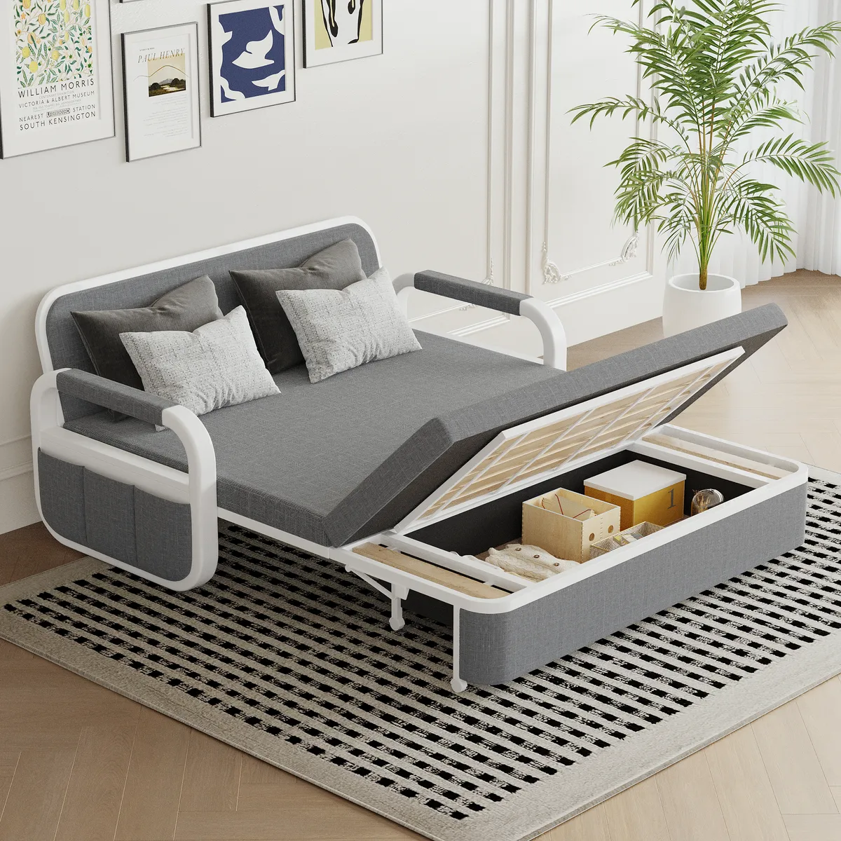 Deep Gray Queen Size Daybed with Storage & Trundle — image 11