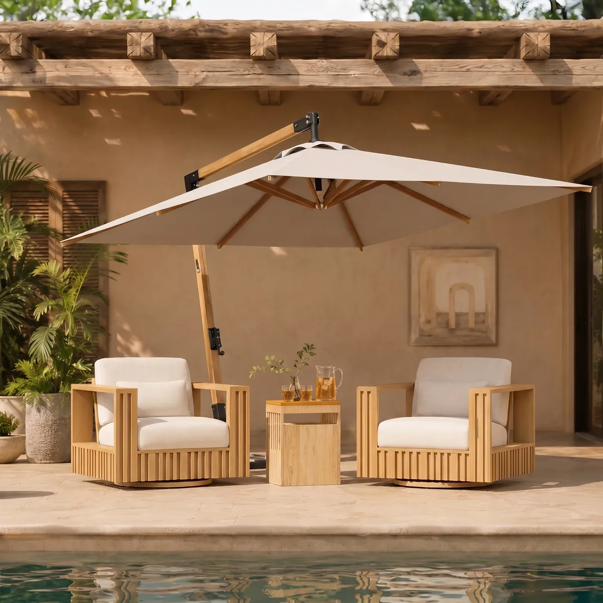 Flutera Modern Outdoor Sculptural Fluted 360-Degree Swivel Accent Chair — image 2