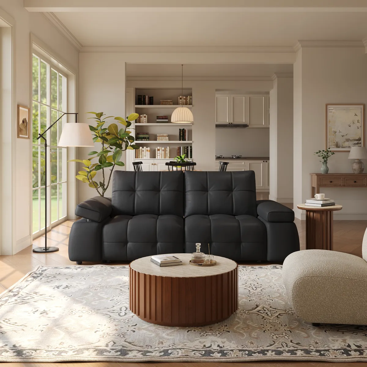 95" 2-Seater Genuine Leather Power Convertible Sleeper Sofa with Adjustable Armrests — image 25